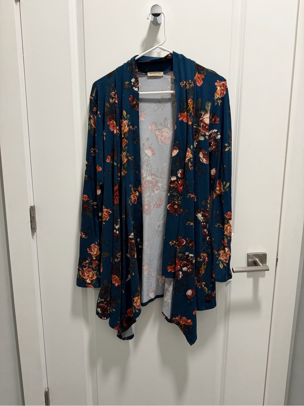 Women's Teal Floral Open-Front Blazer Jacket